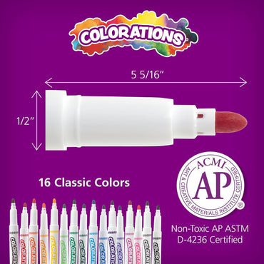 Colorations Washable Markers, Set of 256, 16 Colors, Non Toxic | Bulk Art Supplies For Kids, Classroom Kit, Coloring Class Pack, Crafting Materials For Children