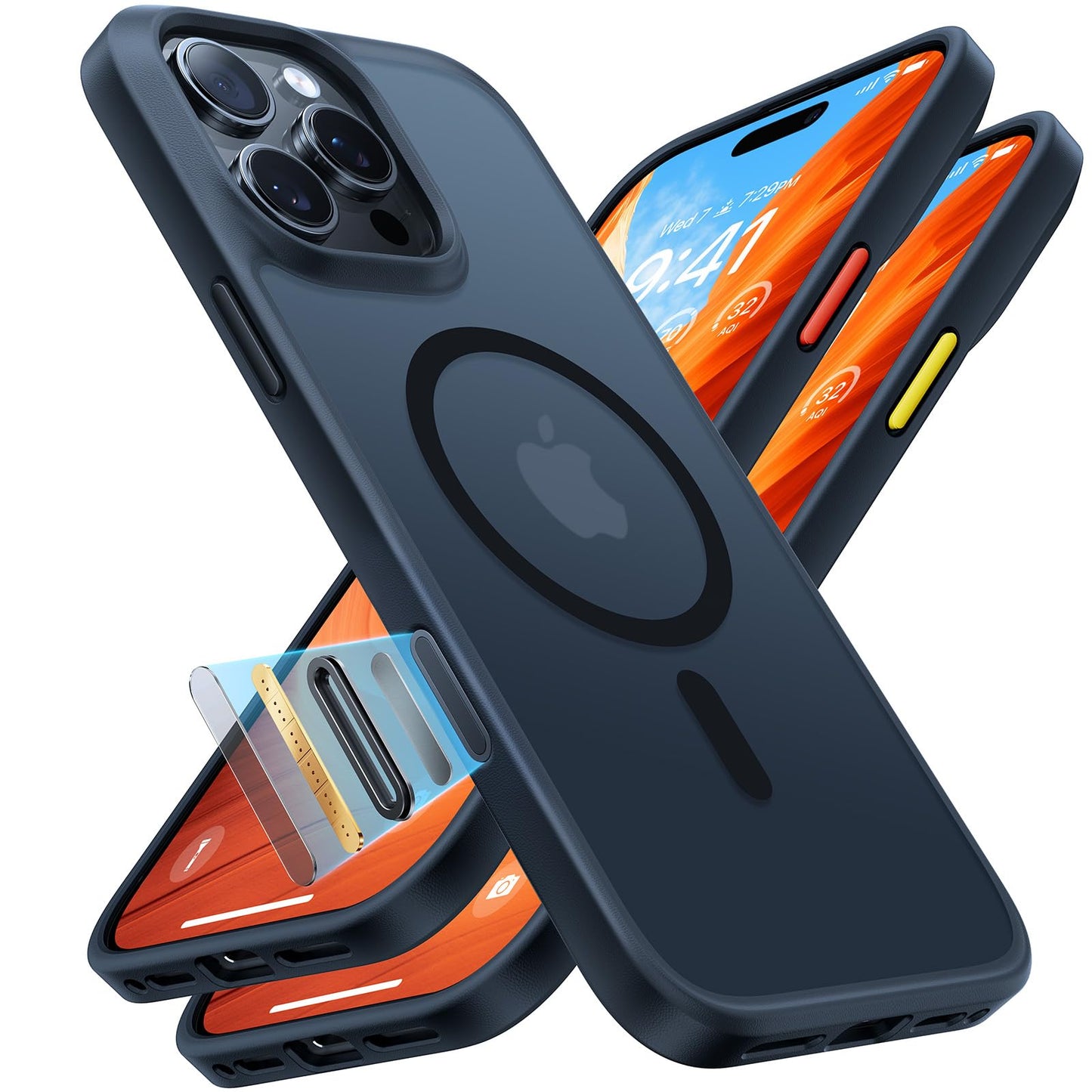 TORRAS Stronger Magnetic & Shockproof for iPhone 17 Pro Max Case, Fit for MagSafe, Military Grade Drop Protection, Camera Control, DIY Button, Slim for iPhone 17 Pro Max Case Translucent Deep Blue