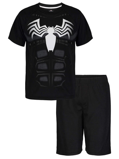 Marvel Avengers Captain America Iron Man Venom Hulk Cosplay Athletic T-Shirt and Shorts Outfit Set Toddler to Little Kid