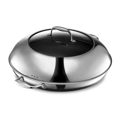 HexClad Hybrid Nonstick 8-Inch Frying Pan with Tempered Glass Lid, Stay-Cool Handle, Dishwasher-Friendly, Oven-Safe Up to 900°F, Induction Ready, Compatible with All Cooktops