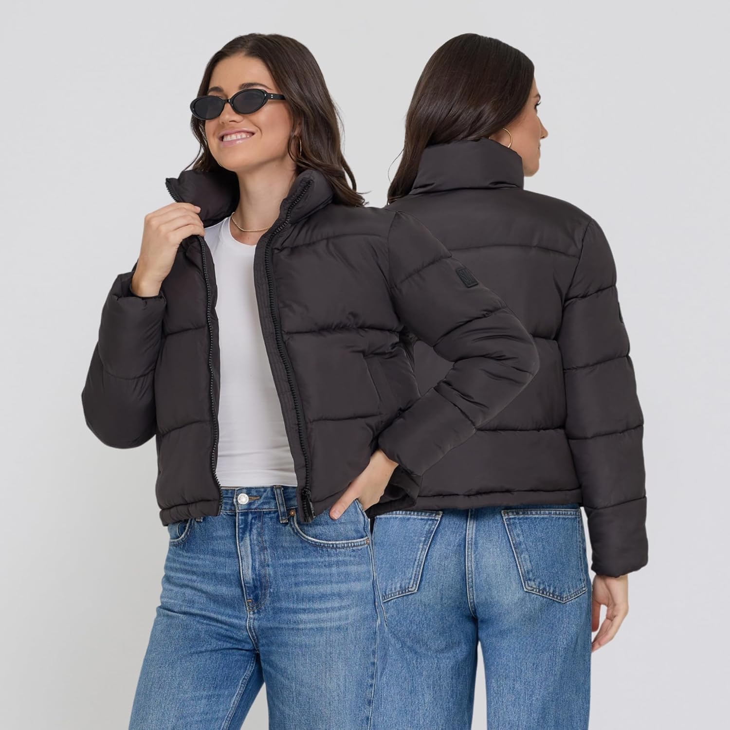 Steve Madden Cropped Puffer Jacket, Warm Winter Coats for Women, Trendy Cute Winter Jackets for Women