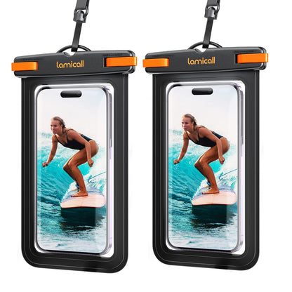 Lamicall Waterproof Phone Pouch Case - [2 Pack][Easy Lock & Heavy Duty] IPX8 Water Proof Cell Phone Dry Bag for Beach, Protector for iPhone 16 15 14 13 12 11 Pro Max Plus XS XR, Galaxy S24 S23, 4-7"