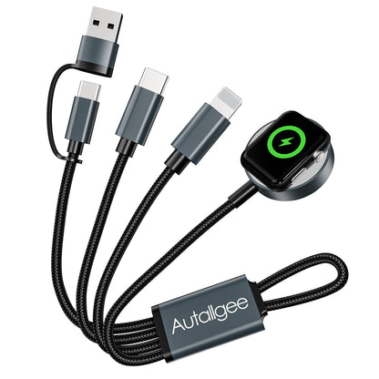 Travel Essentials for Apple Watch Charger,3 in 2 USB C Cable PD20W Block for Multi Charging Cable Cord,Vacation Camping RV Essentials Portable Designed for iWatch &iPhone 17-11 -4.1FT