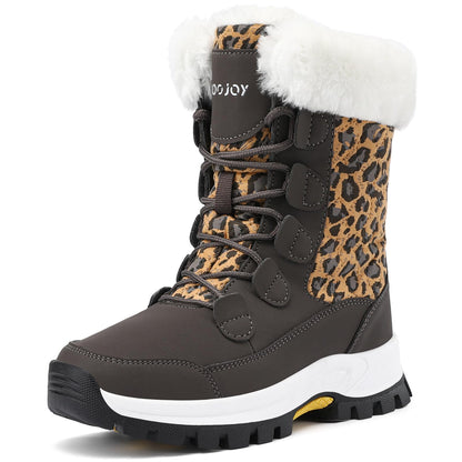 COOJOY Womens Winter Snow Boots Waterproof Shoes Walking Comfortable Hiking Tennis Booties Furry Mid Calf Warm Lightweight