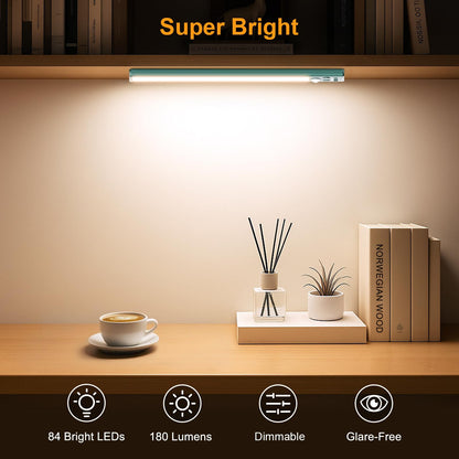 Gritin 10.2inch Under Cabinet Lighting Rechargeable -84 LED Super Bright,3-Color& 5 Level Brightness,4 Modes,Motion Sensor,Long Lasting- Easy Installation Magnetic Under Cabinet Closet Lights -2 Pack