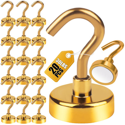 DIYMAG Magnetic Hooks, 30lbs+ Magnet Hook 2025 Cruise Cabin Ship Essentials Heavy Duty Strong Magnets Refrigerator Fridge Hanging for Classroom Beach Vacation Kitchen Grills Home 20 Pack (Silver)