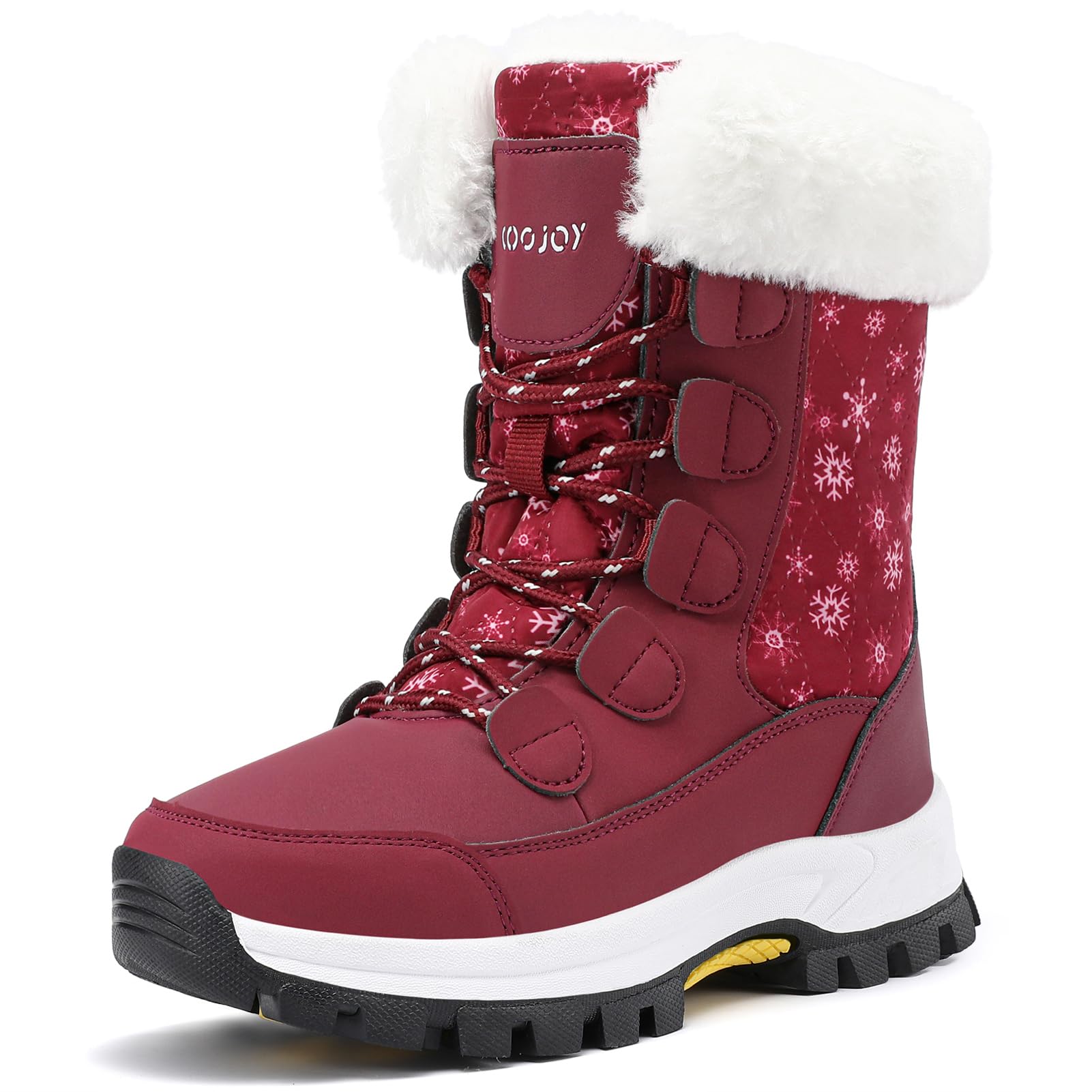 COOJOY Womens Winter Snow Boots Waterproof Shoes Walking Comfortable Hiking Tennis Booties Furry Mid Calf Warm Lightweight