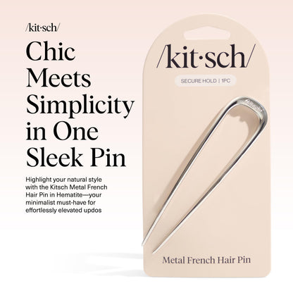 Kitsch Metal French Hair Pin for Women - Elegant Hair Accessories, Ideal for Buns & French Twist, Designed for a Secure, Comfortable Fit | Ideal Gifts for Women - Hematite