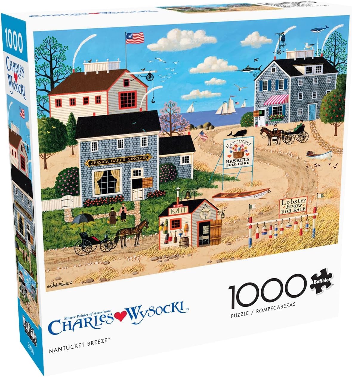 Buffalo Games – Charles Wysocki - Whistle Stop Christmas- 1000 Piece Holiday Jigsaw Puzzle - Festive Puzzles for Adults – Precision-Cut Pieces, Winter Artwork, Hours of Relaxing Fun