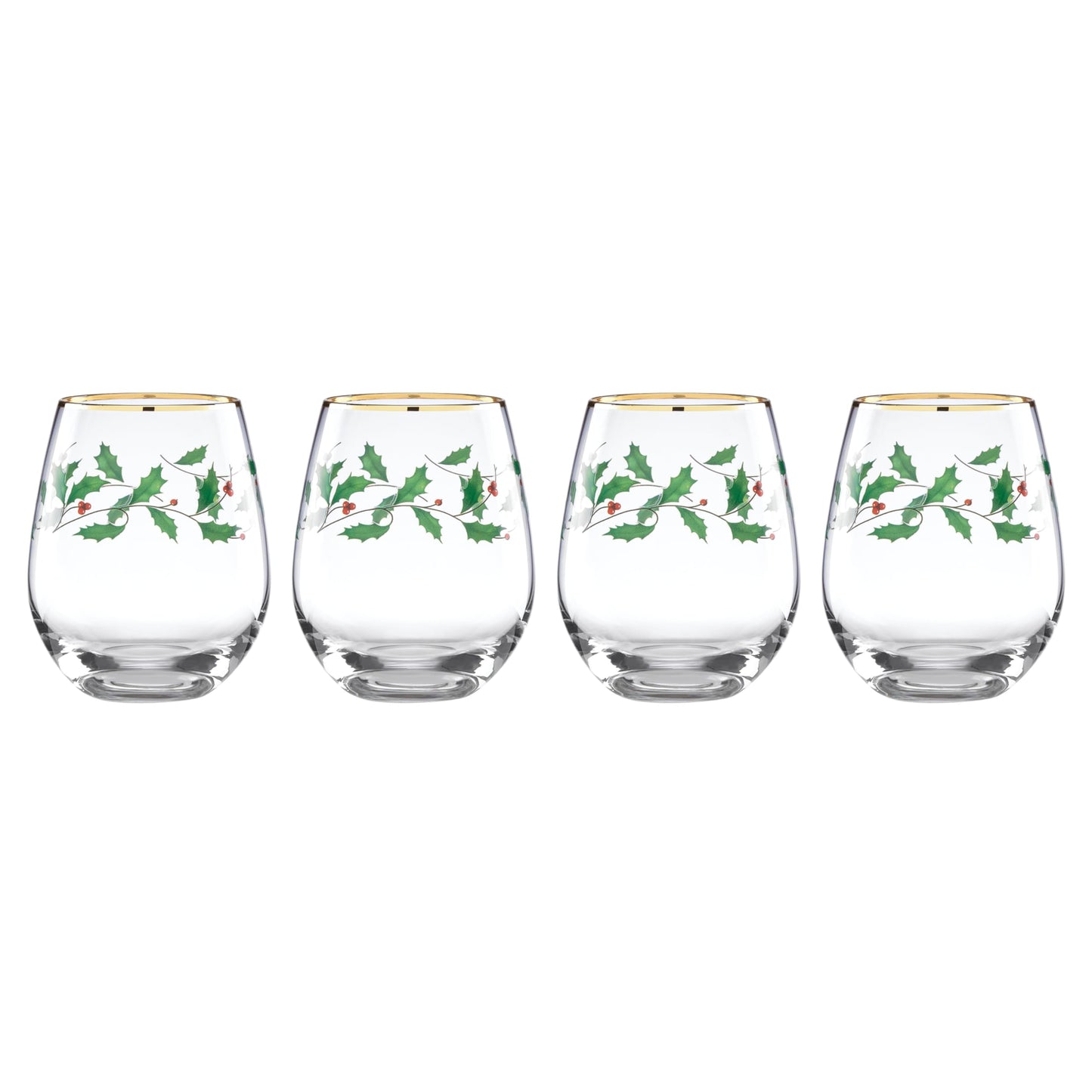 Lenox 893570 Holiday Decal 4-Piece Martini Glass Set, Christmas Dinnerware, Hosting