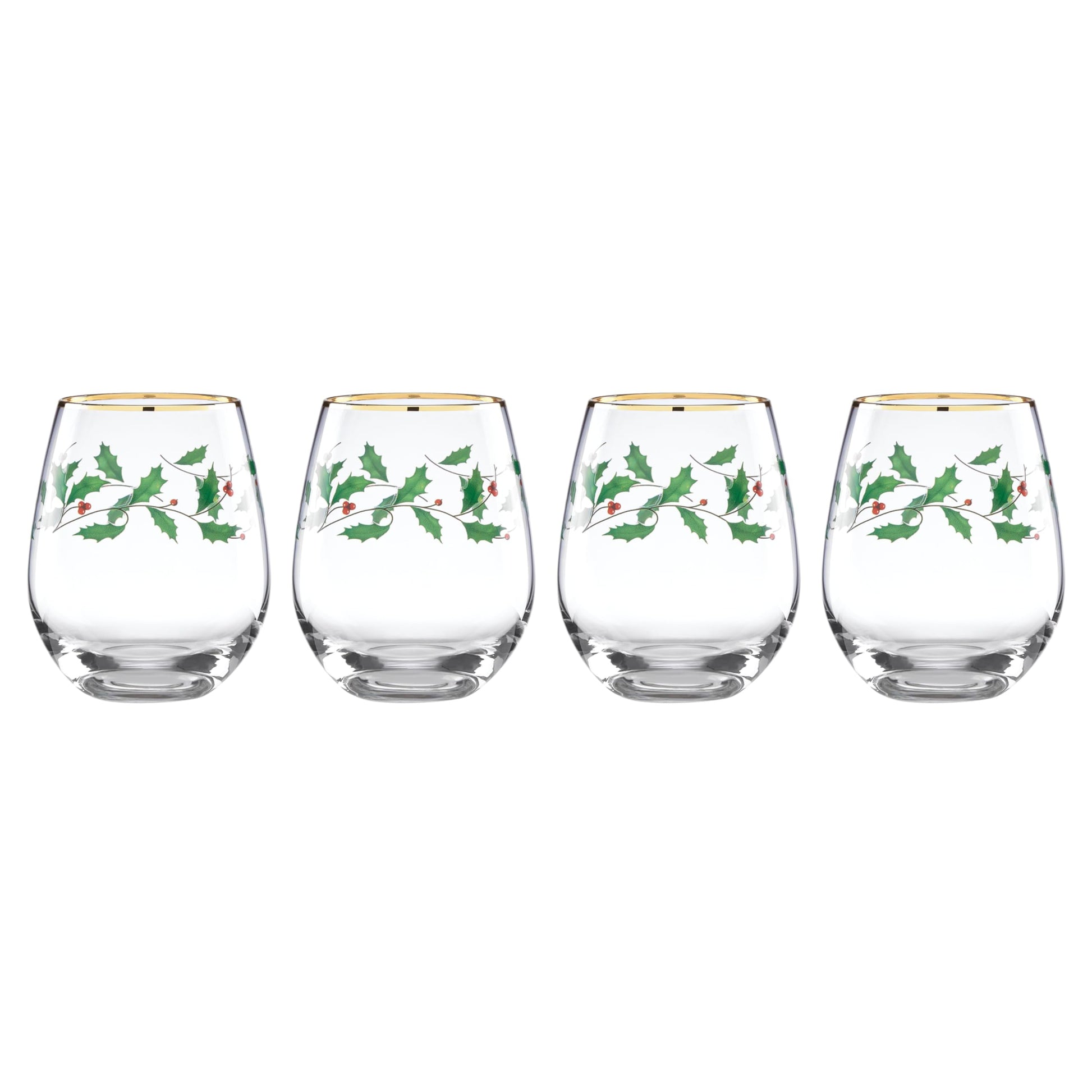 Lenox 893570 Holiday Decal 4-Piece Martini Glass Set, Christmas Dinnerware, Hosting