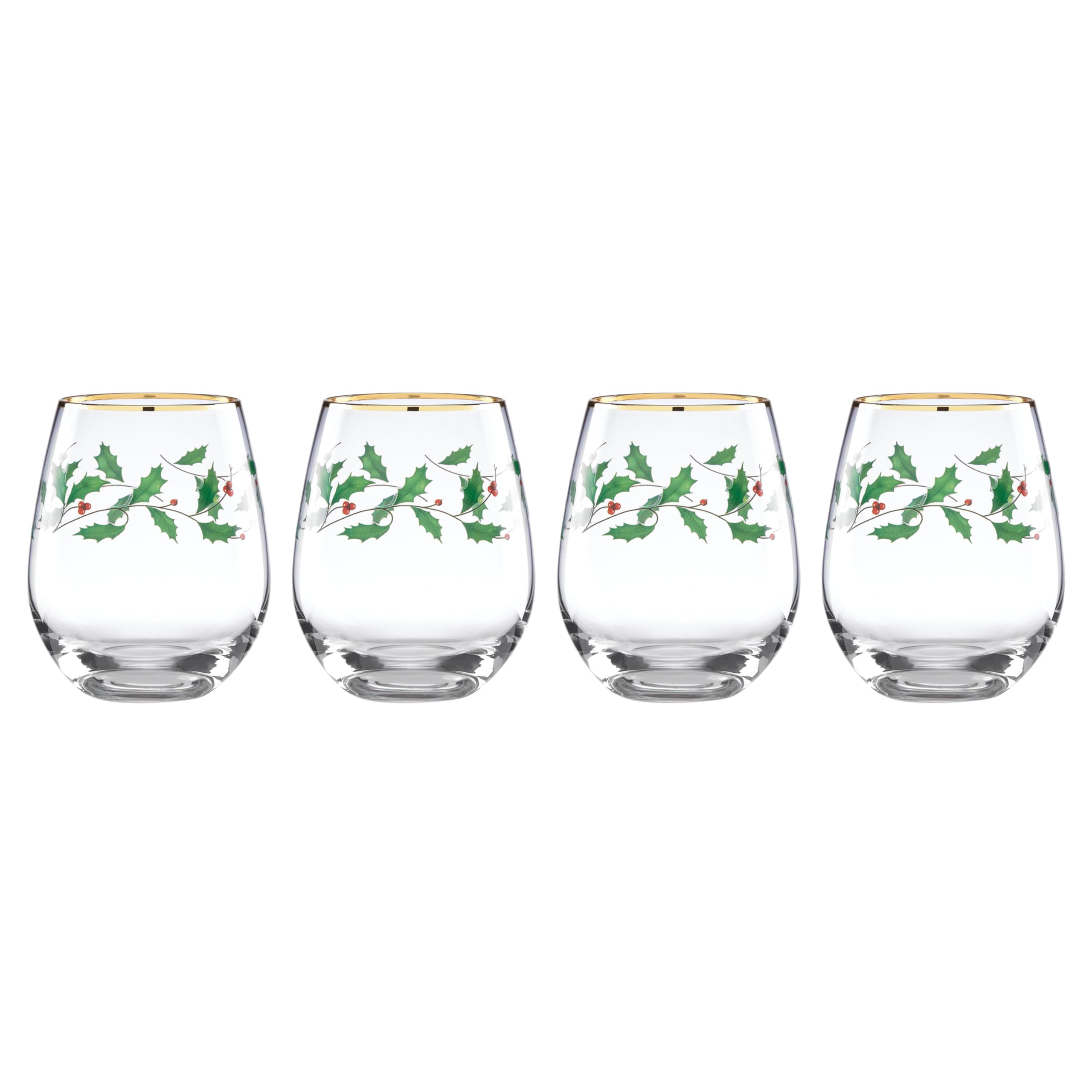 Lenox 893570 Holiday Decal 4-Piece Martini Glass Set, Christmas Dinnerware, Hosting