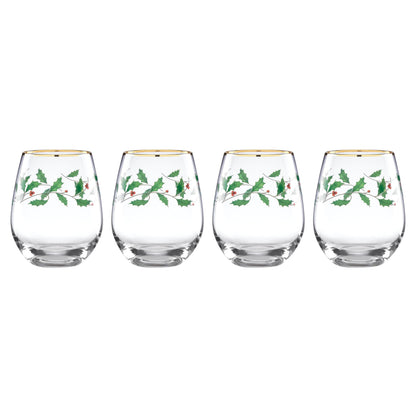 Lenox 893570 Holiday Decal 4-Piece Martini Glass Set, Christmas Dinnerware, Hosting