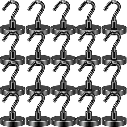 DIYMAG Magnetic Hooks, 30lbs+ Magnet Hook 2025 Cruise Cabin Ship Essentials Heavy Duty Strong Magnets Refrigerator Fridge Hanging for Classroom Beach Vacation Kitchen Grills Home 20 Pack (Silver)