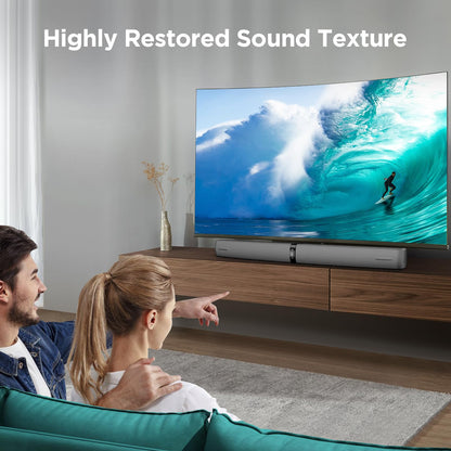 Sound Bar for Smart TV,90W Soundbar with Bluetooth/ARC/Optical/AUX Connect, Auto Volume Boost, 3 Customizable Equalizer Modes, 2 in 1 Detachable Soundbar for TV/PC/Gaming/Projectors