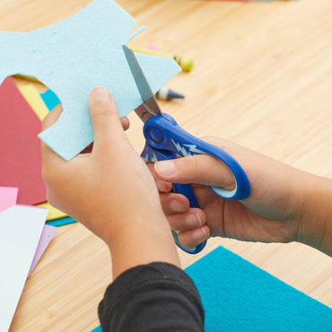 Fiskars 5" SoftGrip Blunt-Tip Scissors for Kids Ages 4-7, Scissors for School or Crafting, Back to School Supplies, Blue Lightning