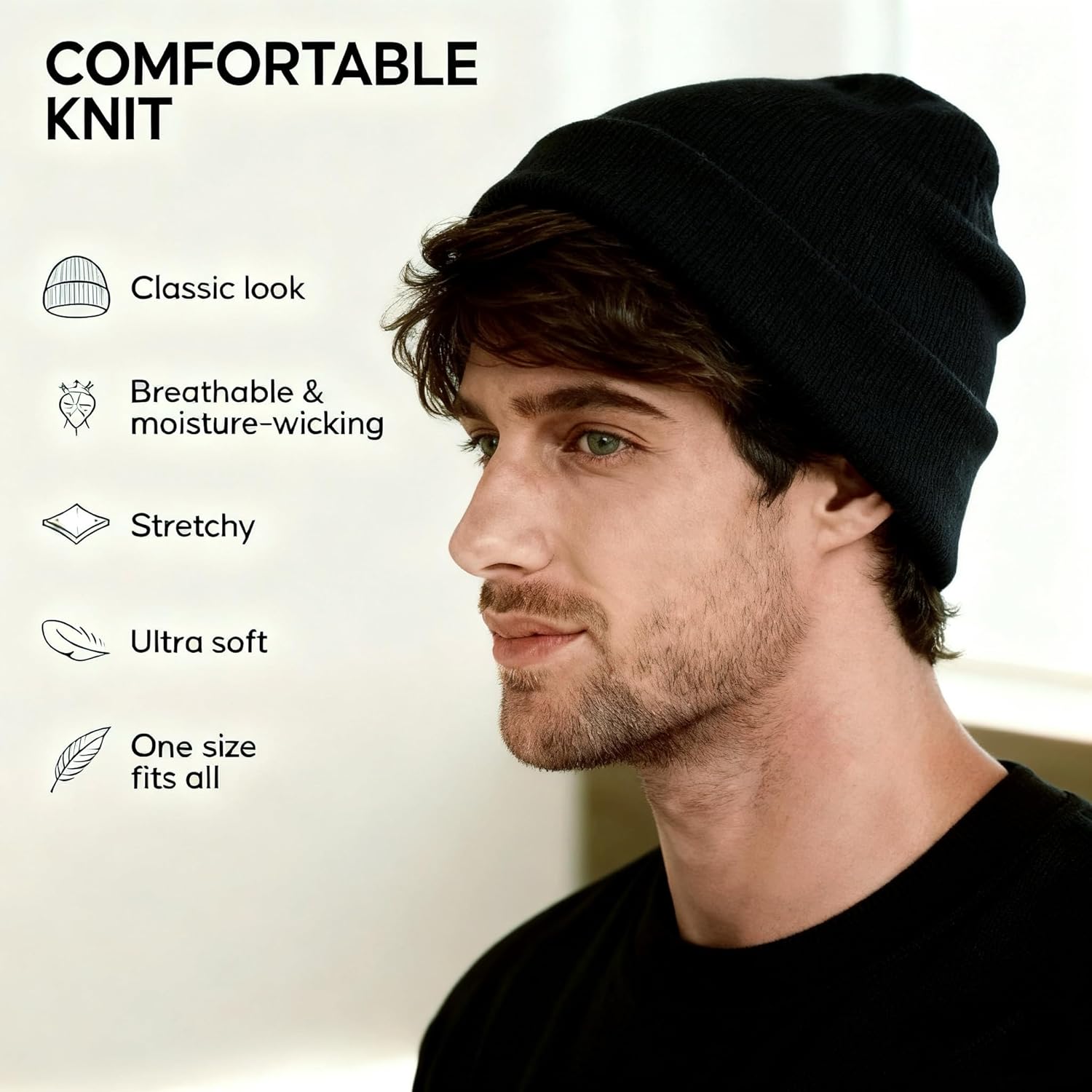 Home Prefer Mens Beanies Cuffed Knitted Winter Hat Watch Skull Cap Warm Beanie Hat for Men Women Unisex Gifts