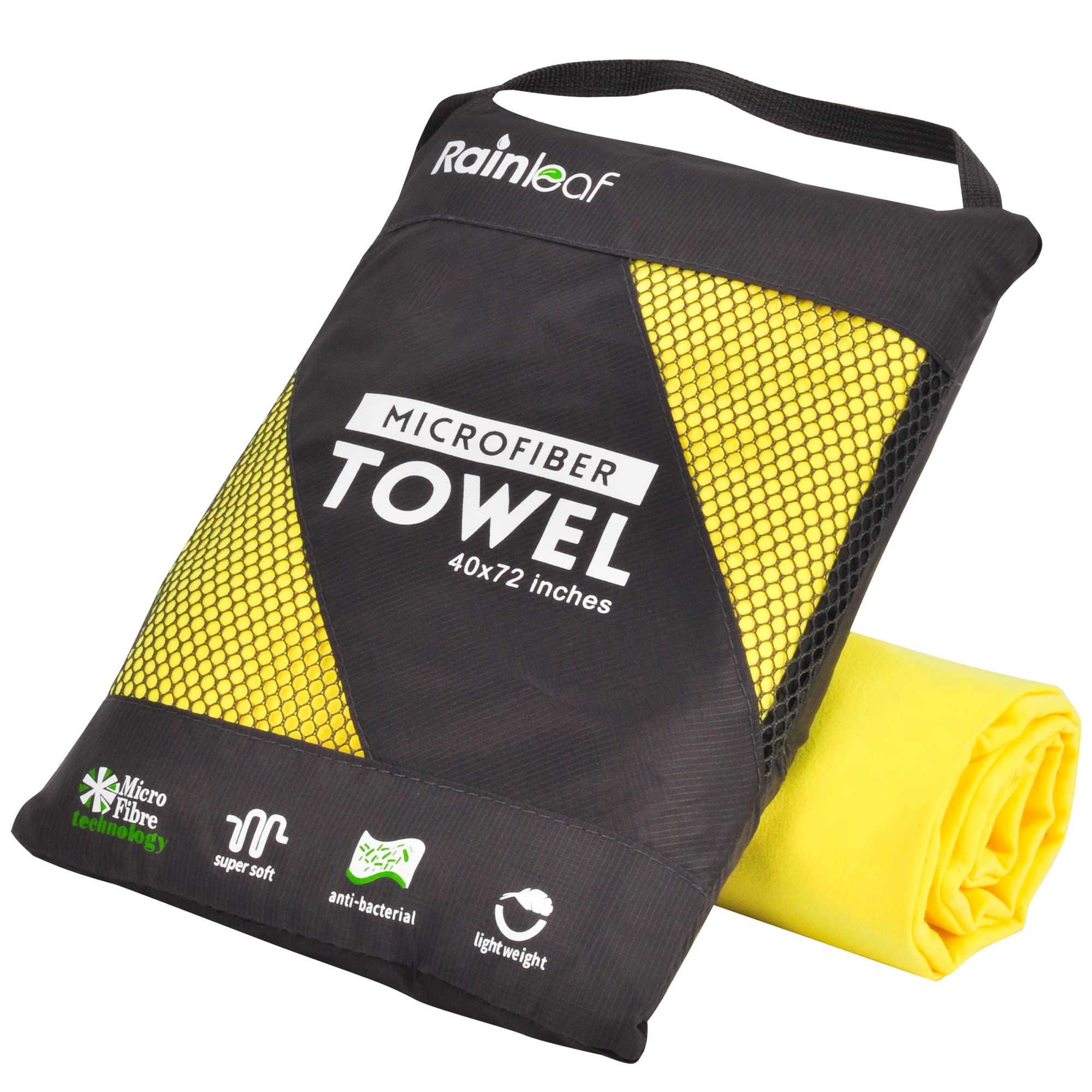 Rainleaf Microfiber Towel Perfect Travel & Gym & Camping Towel. Quick Dry - Super Absorbent - Ultra Compact - Lightweight. Suitable for Trip, Beach, Shower, Backpacking, Pool