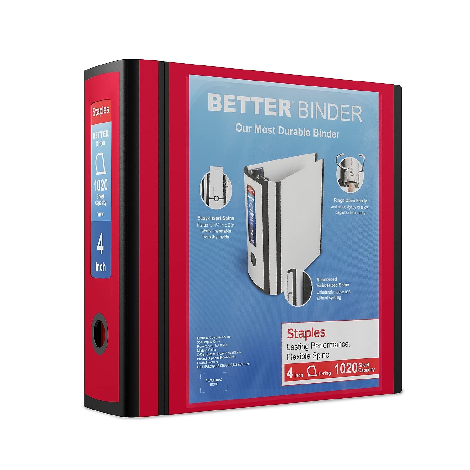 STAPLES 3 Inch BetterView Binder with D-Rings (Teal)