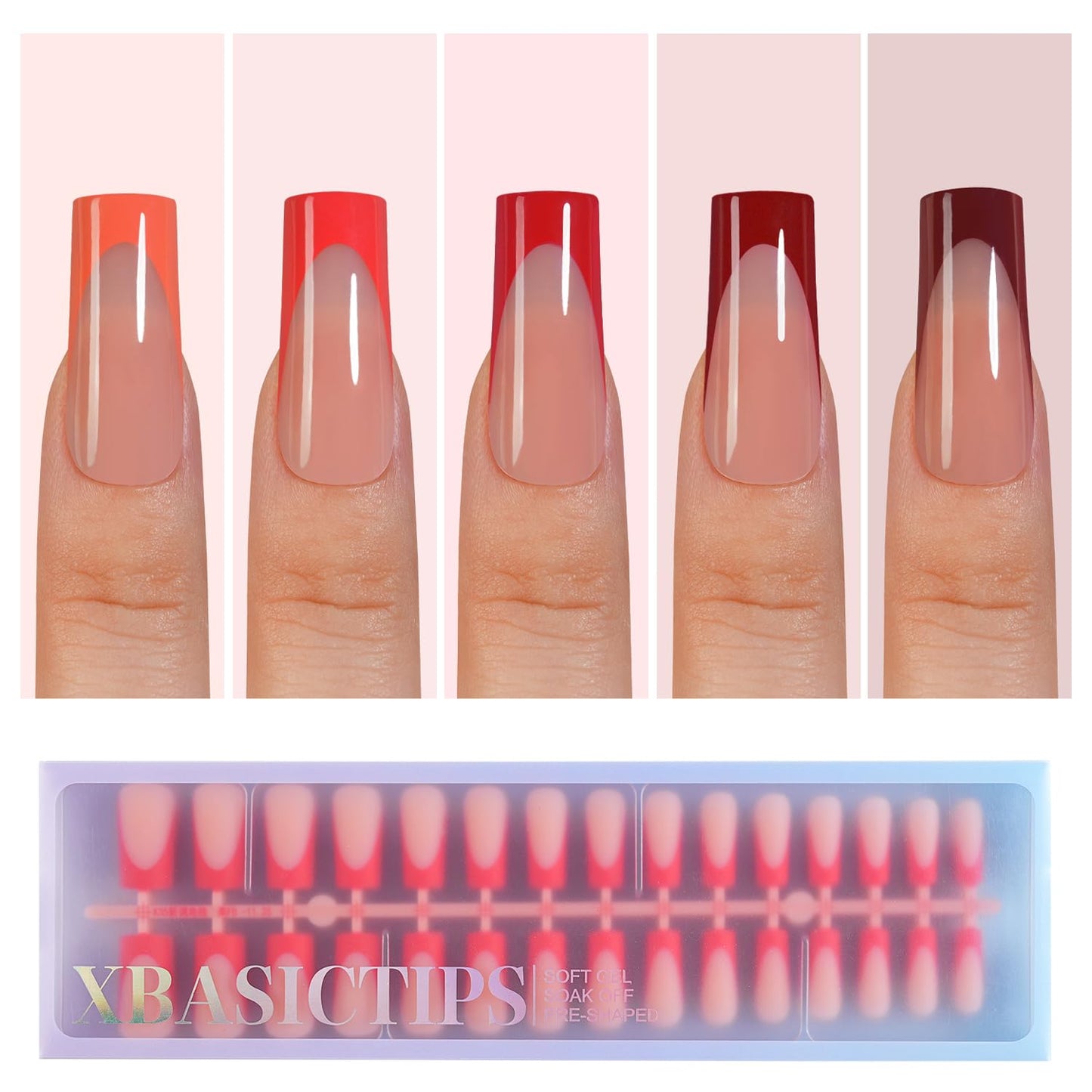 Misssix XBASICTIPS French Tip Press On Nails, 150 Pcs Short Square French Gel Nail Tips, Soft Gel Pre-shaped No File Need Fake Nails for Nail Art DIY Extension Designs, 15 Sizes