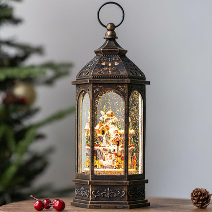 Christmas Snow Globe Swirling Glittering Nativity Scene with Music, USB Lined/Battery Operated Lighted Water Lantern for Christmas Festival Decoration Gifts