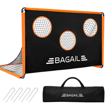 BAGAIL Soccer Goal, 2-in-1 Soccer Net with Targets, 6x4 FT Pop Up Soccer Trainer for Backyard with Detachable Target Cloth and Carry Bag, Indoor Outdoor Fun Soccer Game