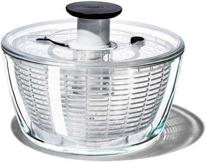 OXO Good Grips Salad Spinner | Lettuce Spinner | Fruit Washer | Fruit Washing Bowl with Strainer | Vegetable Cleaner | Salad Cleaner | Lettuce Washer | 6.22 Quart Capacity