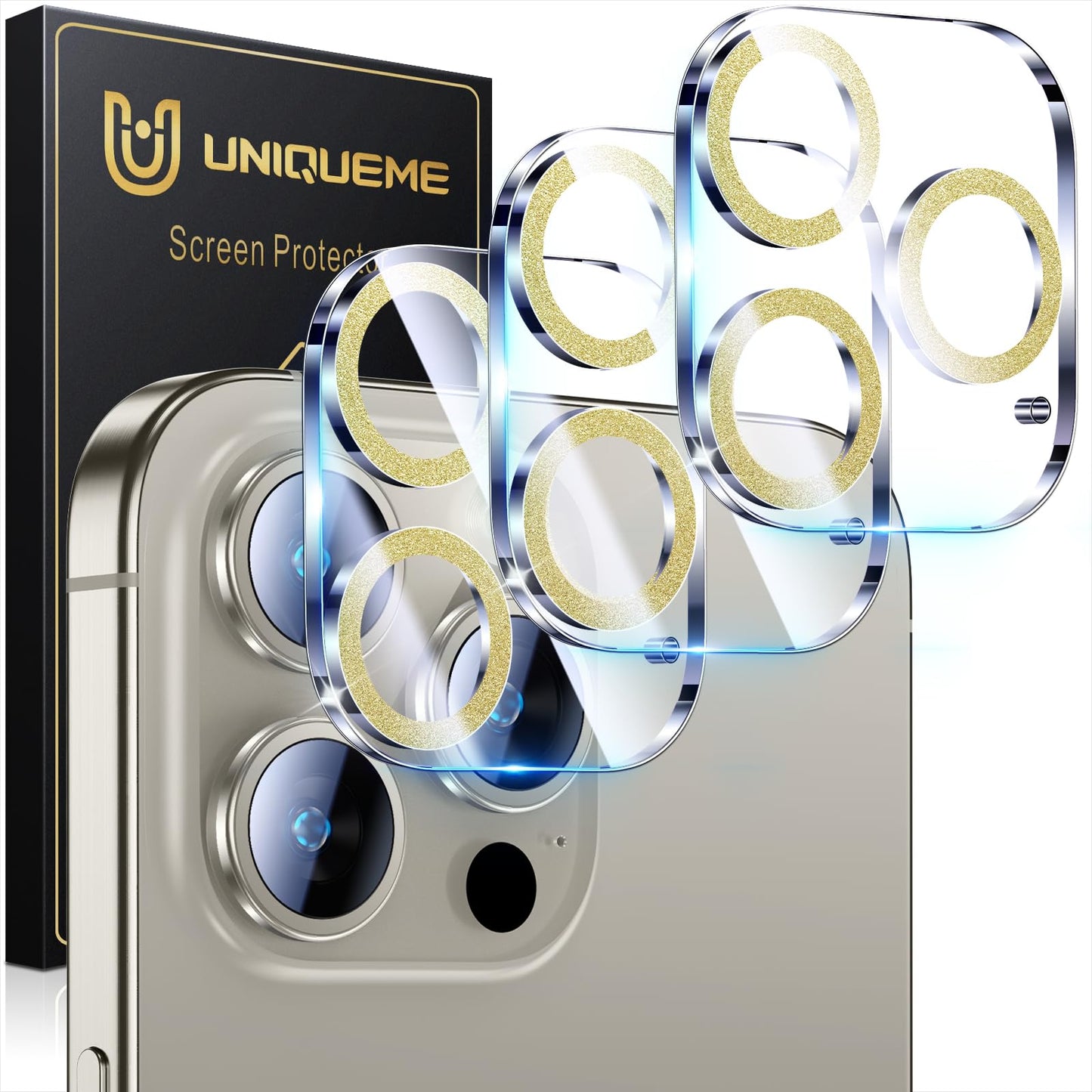 UniqueMe Compatible for 3 Pack iPhone 17 Pro Camera Lens Protector - [Drop Protection] 9H Tempered Glass Camera Cover Screen [Update New Version]【Not for 17 Pro Max】