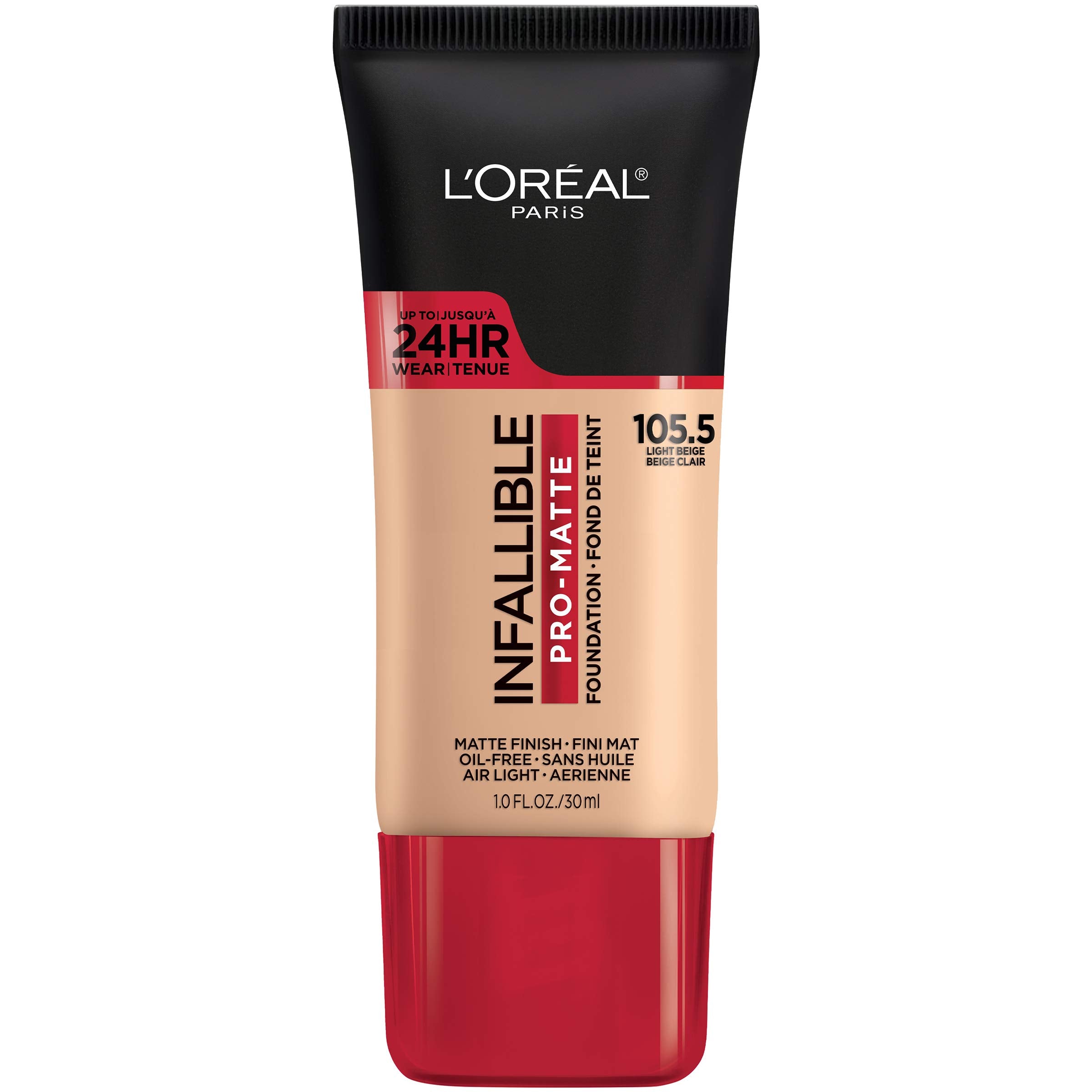 L'Oreal Paris Makeup Infallible Pro-Matte Liquid Longwear Foundation, 105 Natural Beige, 1 fl; oz.