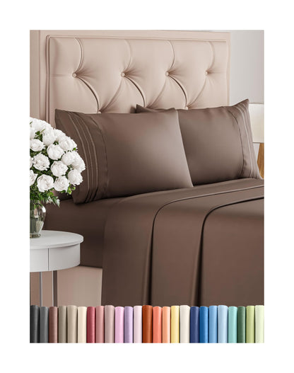 Queen Size 4 Piece Sheet Set - Comfy Breathable & Cooling Bed Sheets Set - Hotel Luxury Bedding for Women, Men, Kids, Teens, Boys & Girls - Deep Pockets, Ultra-Soft, Wrinkle Free - Oeko-Tex - Black