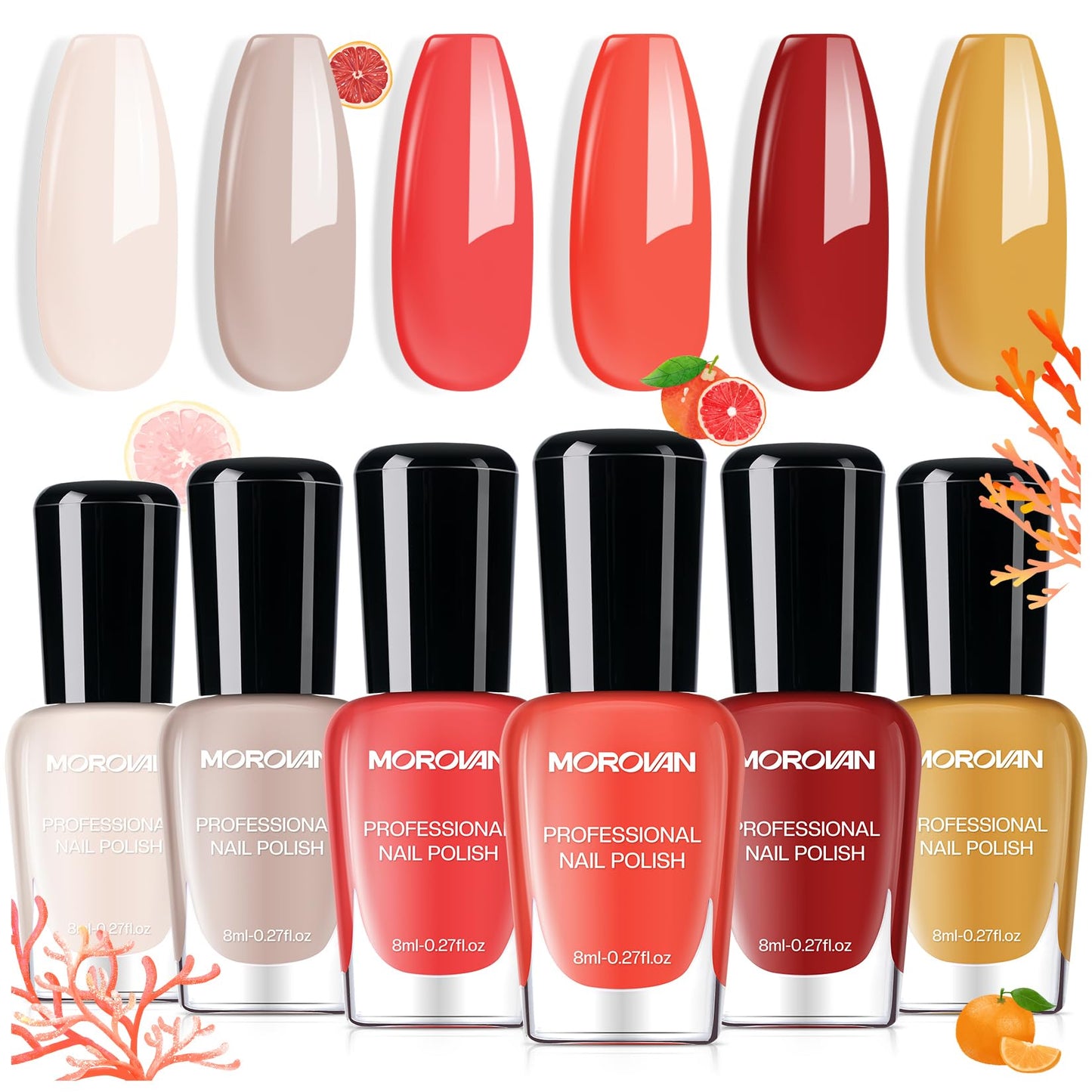 Morovan Christmas Nail Polish Set: 2025 Glitter Red Green Gold Silver Fingernail Polish Kit with Sticker Winter Quick Dry Regular Nail Polish Pack Manicure Gifts for Women Girls Holiday Party