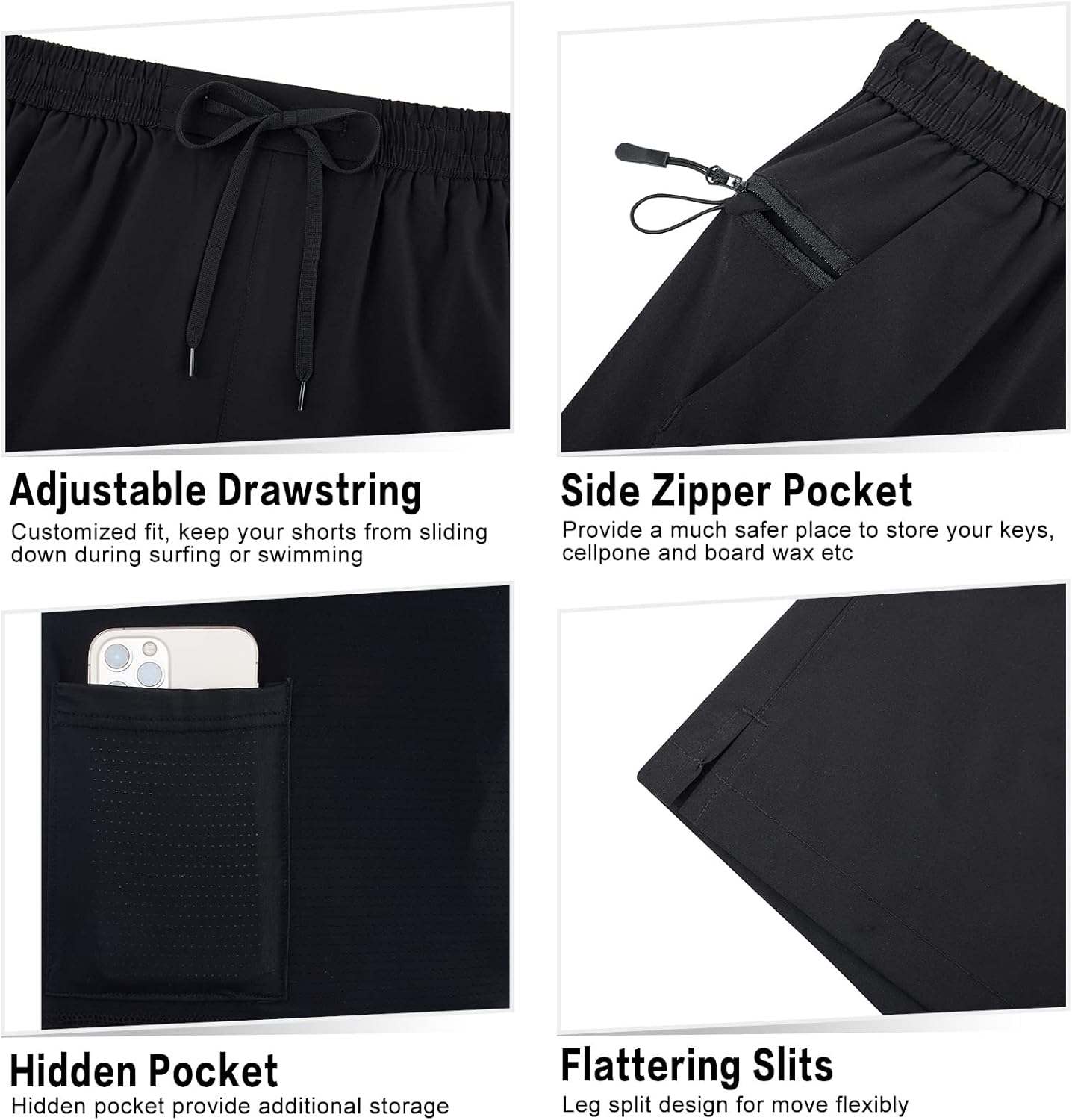 TUONROAD Mens Swim Trunks with Compression Liner 2 in 1 Board Shorts 7 Inch Quick Dry Swimming Shorts with Zipper Pockets