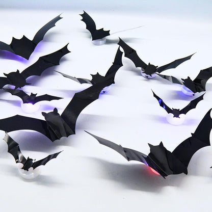 3D LED Halloween Wall Decor – Light-Up Bat & Spider Stickers for Haunted House, Home, Bar & Spooky Party Decorations (12 Bats + 9 Spiders)