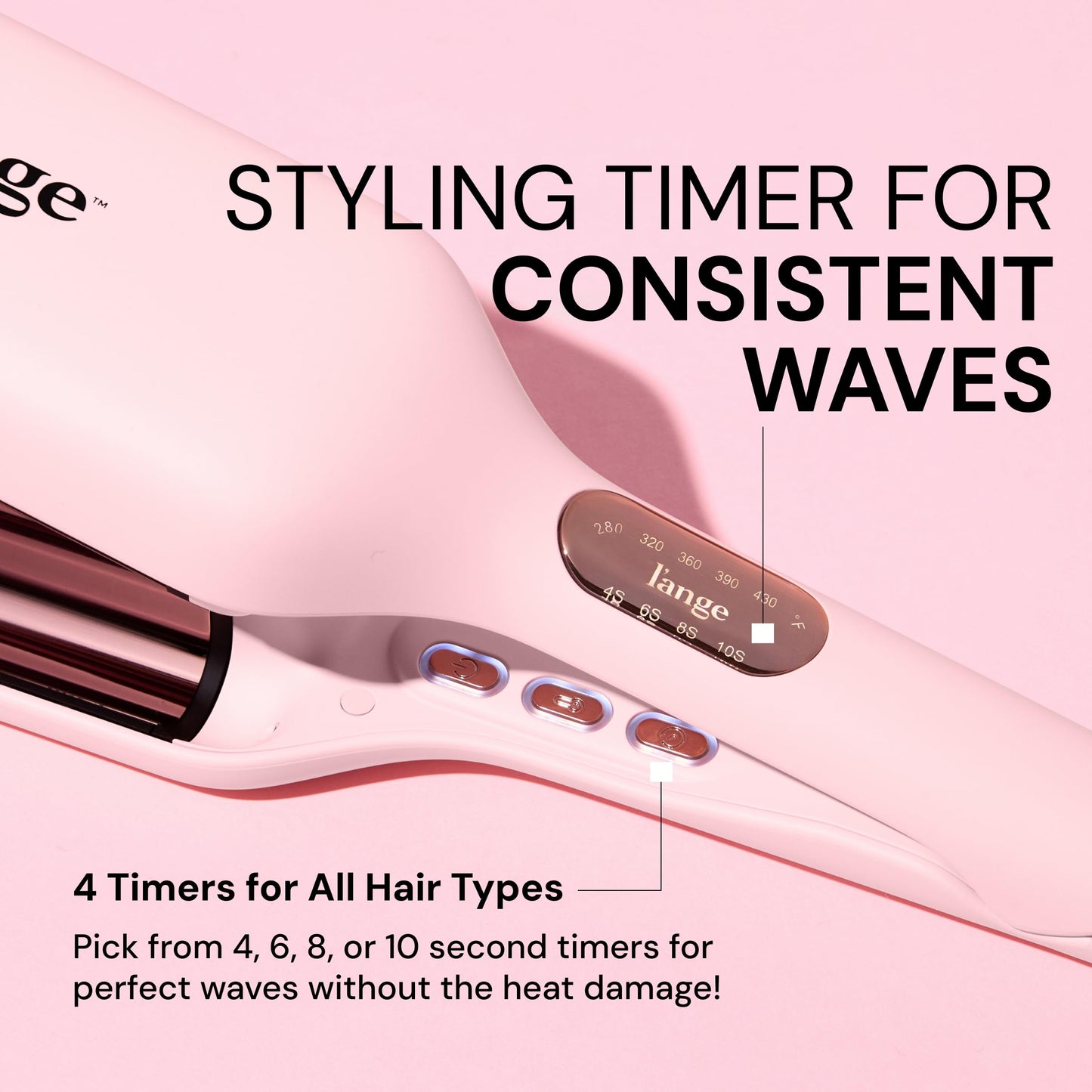 L'ANGE Hair SculptWaver Titanium Deep Wave Crimper | Modern Crimper for Easy, Uniform Waves & Sculpted Texture | Negative Ion Technology for Frizz-Free Shine & Smooth Hair (Blush - Large)