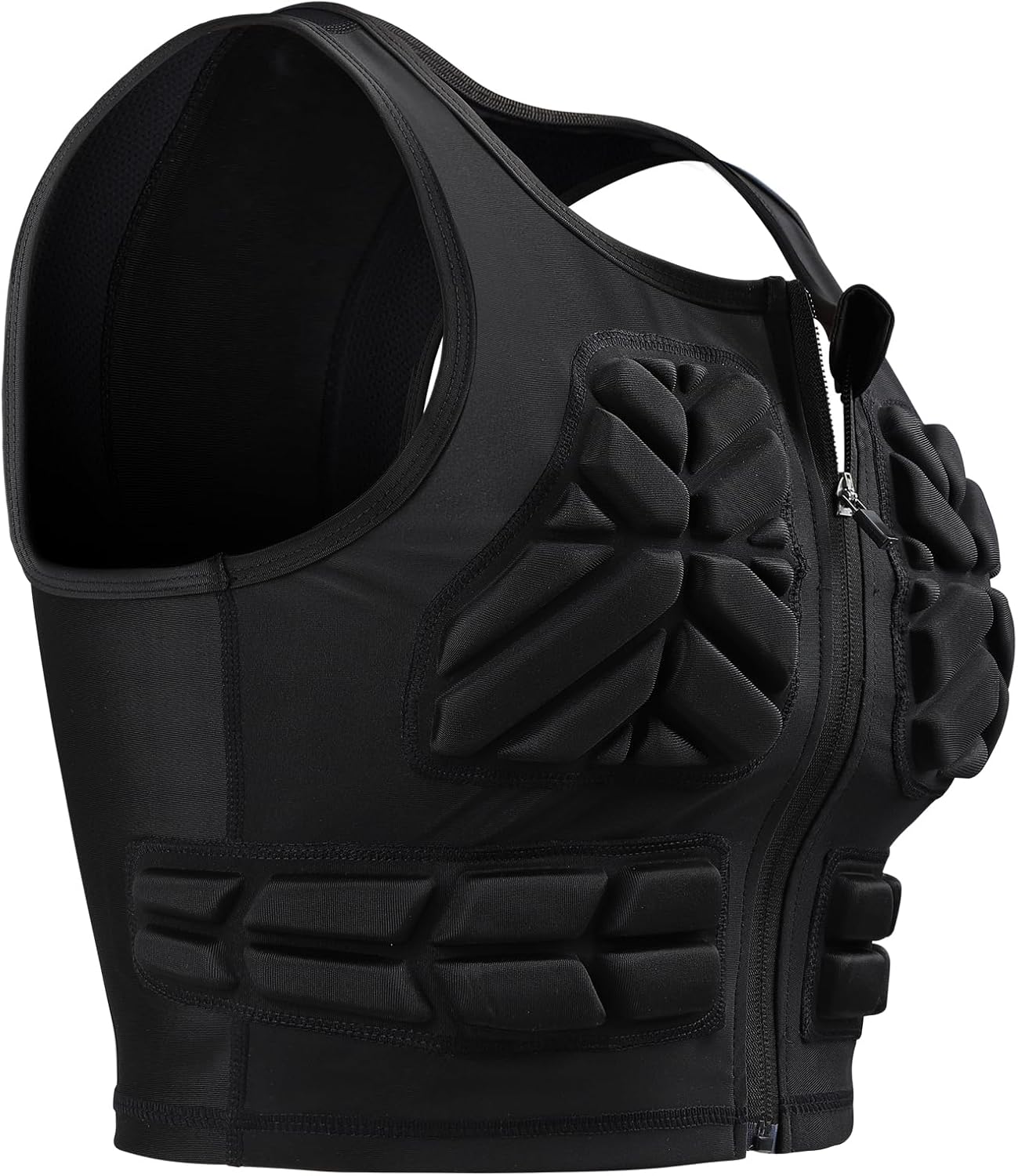 Protective Padded Vest for Women Zip Chest Rib Protector Impact Protection Compression Vests for Football Rugby