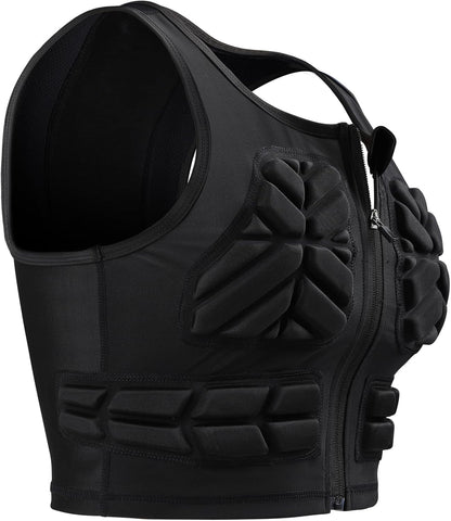 Protective Padded Vest for Women Zip Chest Rib Protector Impact Protection Compression Vests for Football Rugby