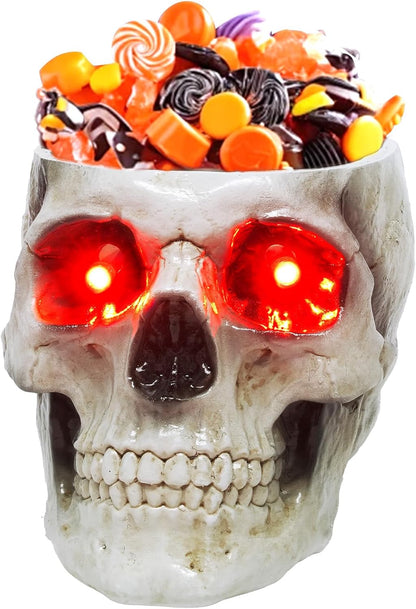 Halloween Skull Candy Dish, Resin Skull Statues, Resin Skull Head Bowl Decoration for Halloween Home Office Decor Candy Servers