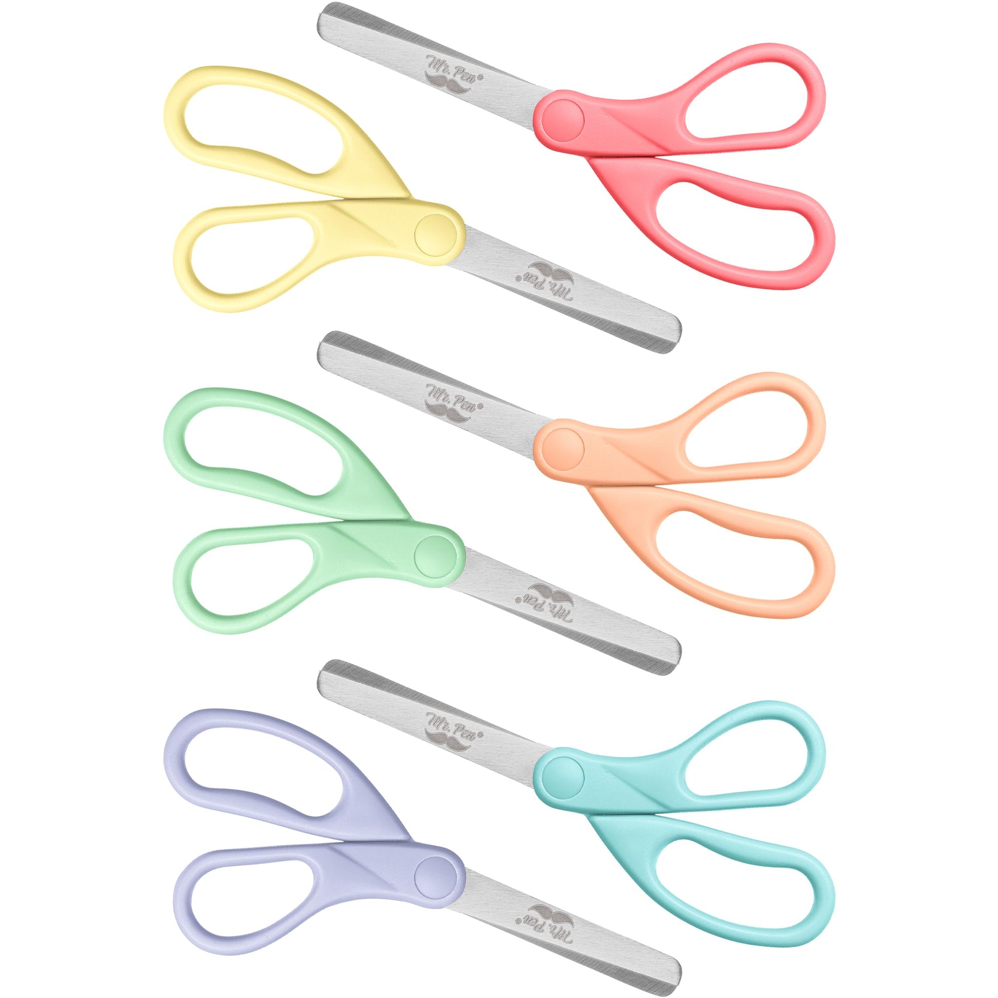 Mr. Pen Kids Scissors - 6 Pack, 5 Inch, Colored Toddler Safety Scissors for Kids, School & Preschool
