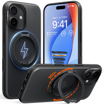 TORRAS 360 Magnetic Stand for iPhone 17 Pro Max Case, [Fit for MagSafe] [4X Military-Grade Protection] Slim Case for iPhone 17 Pro Max, 6.9", Translucent Deep Blue, Ostand O3 Fitness Series