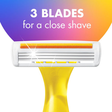 BIC Soleil Smooth Colors Women's Disposable Razors With Aloe Vera and Vitamin E Lubricating Strip for Enhanced Glide, With 3 Blades, 10 Count