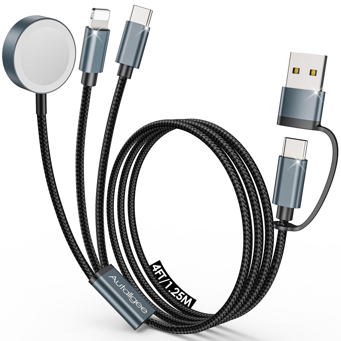 Travel Essentials for Apple Watch Charger,3 in 2 USB C Cable PD20W Block for Multi Charging Cable Cord,Vacation Camping RV Essentials Portable Designed for iWatch &iPhone 17-11 -4.1FT