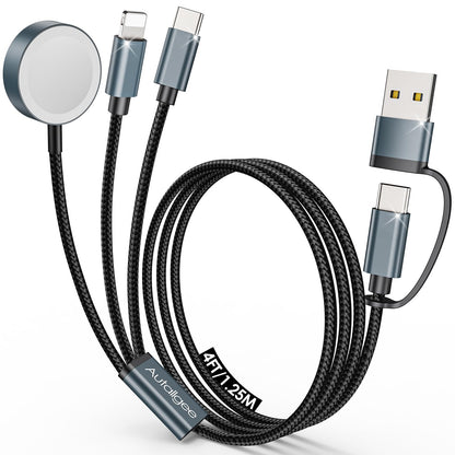 Travel Essentials for Apple Watch Charger,3 in 2 USB C Cable PD20W Block for Multi Charging Cable Cord,Vacation Camping RV Essentials Portable Designed for iWatch &iPhone 17-11 -4.1FT