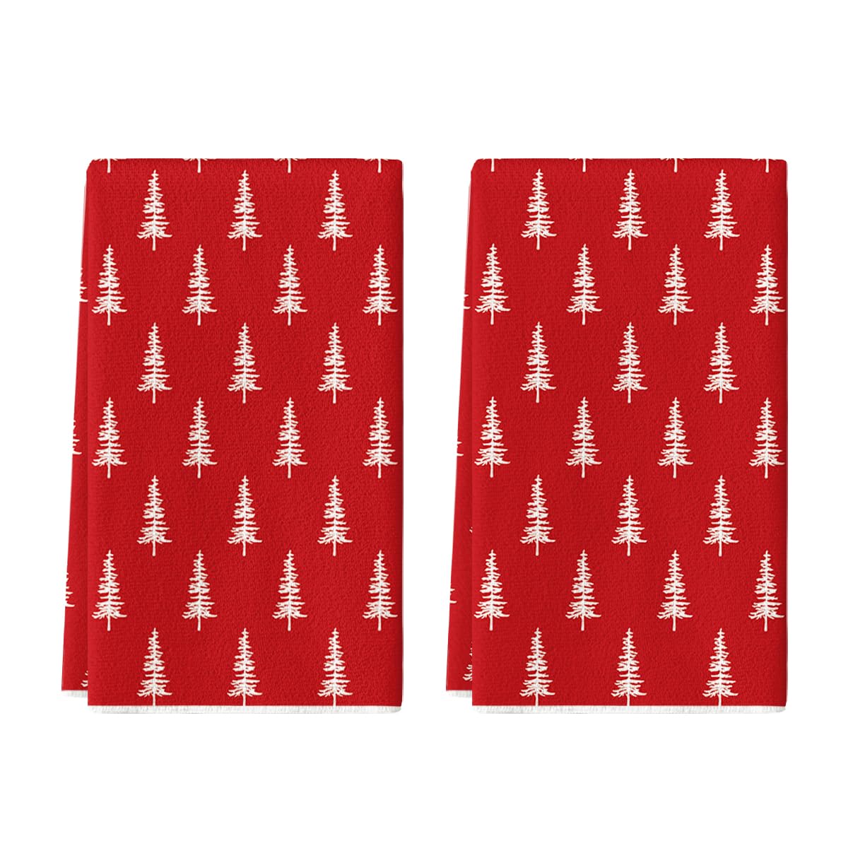 Artoid Mode Wood Xmas Tree Christmas Kitchen Towels Dish Towels, 18x26 Inch Farmhouse Holiday Winter Decoration Cleaning Set of 2