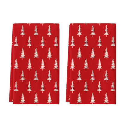 Artoid Mode Wood Xmas Tree Christmas Kitchen Towels Dish Towels, 18x26 Inch Farmhouse Holiday Winter Decoration Cleaning Set of 2