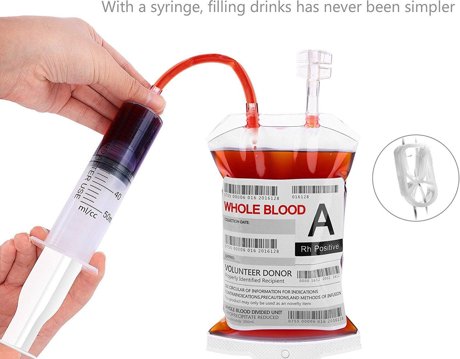 Blood Bags for Drinks, WYNK Live Blood of Theme Parties 350ML x 10 IV Bags with Syringe Halloween Party Cups for Halloween Zombie Party Christmas Carnival Theme Parties Children Funny Decoration