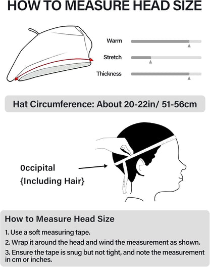 Women French Wool Beret Hats - Solid Color Classic Beanie Winter Cap