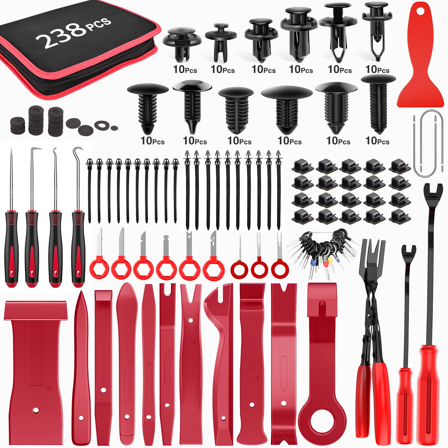 GOOACC - GRC-33 240PCS Bumper Retainer Clips Car Plastic Rivets Fasteners Push Retainer Kit Most Popular Sizes Auto Push Pin Rivets Set -Door Trim Panel Fender Clips for GM Ford Toyota Honda Chrysler