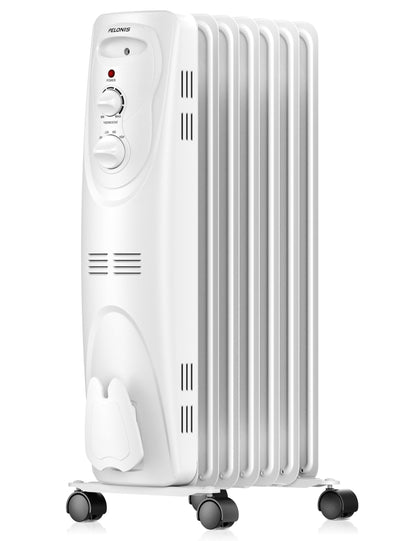 Pelonis Oil Filled Radiator Heater for Large Space, 2025 Upgraded, Space Heaters with 1500W Quiet Warmth Radiant Heater, 3 Heating Modes, Overheat & Tip-Over Protection, Adjustable Thermostat, Black