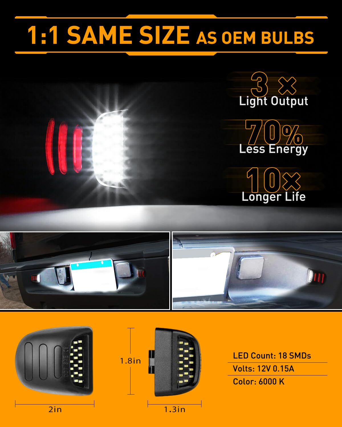 LESAUCE Red OLED Neon Tube LED License Plate Lights Tag Lights Assembly Replacement for Chevy Silverado GMC Sierra 1500 2500 3500 Tahoe Suburban Escalade Yukon XL, 2PCS