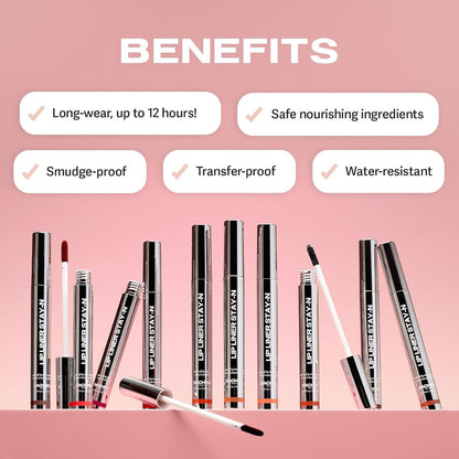 Sacheu Lip Liner Stay-N Peel Off Lip Stain — Long Lasting Matte Lip Tattoo Transfer Proof Lipstain Infused with Hyaluronic Acid & Vitamin E for All Skin Types — Vegan & Cruelty-Free, p-INKED
